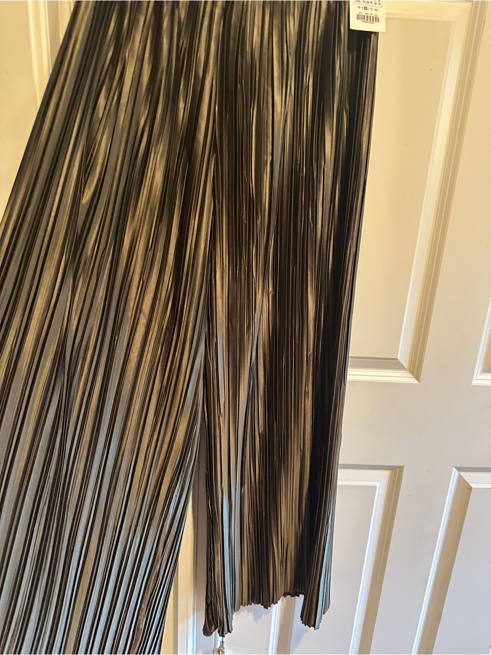 Zara NWT Metallic Pleated Wide Leg Pants Bronze Brown Size M - Picture 4 of 7
